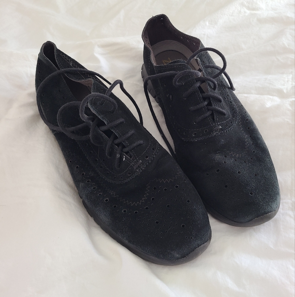 Black Suede Oxfords with Matte Finish